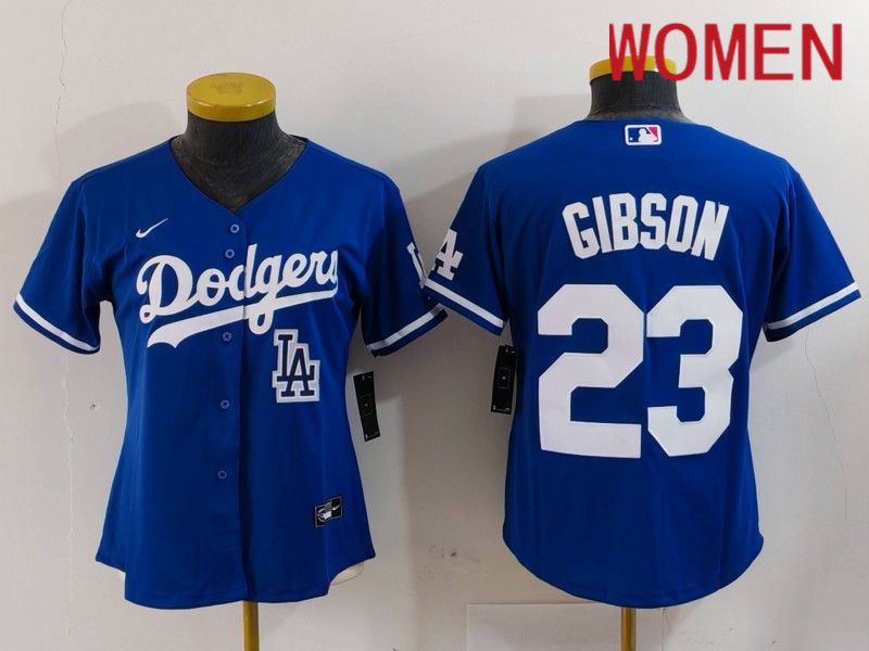 Women Los Angeles Dodgers #23 Gibson Blue Nike Game 2024 MLB Jersey style 5->women mlb jersey->Women Jersey